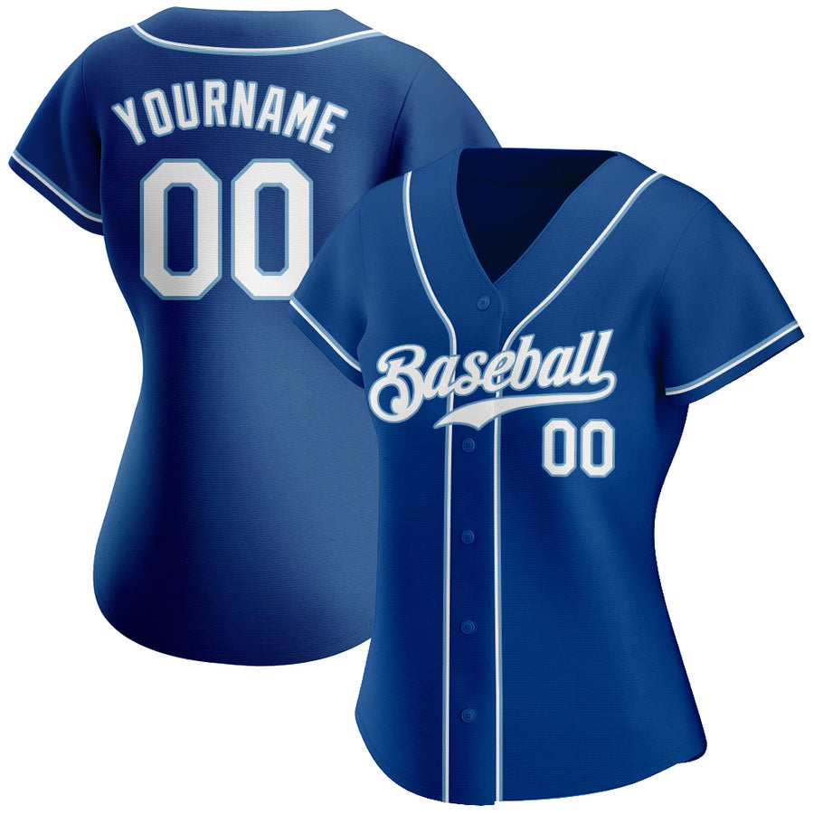 Custom Royal White-Light Blue Authentic Baseball Jersey