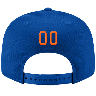 Custom Royal Orange-White Stitched Adjustable Snapback Hat