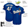 Custom Royal White-Old Gold Authentic Baseball Jersey