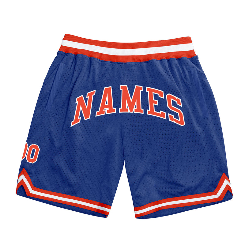 Custom Royal Basketball Shorts Orange-White Authentic Throwback - FansIdea