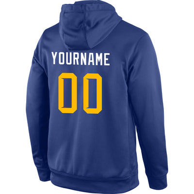 Custom Stitched Royal Gold-White Sports Pullover Sweatshirt Hoodie