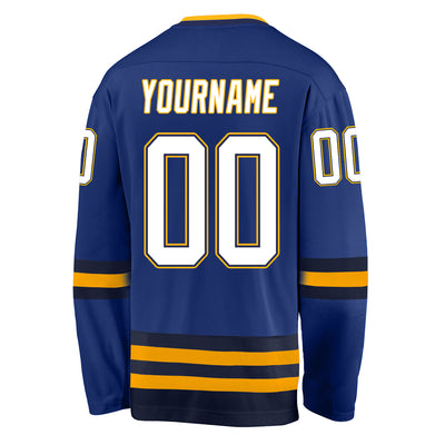 Custom Royal White-Navy Hockey Jersey
