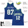 Custom Royal White-Kelly Green Authentic Throwback Basketball Jersey