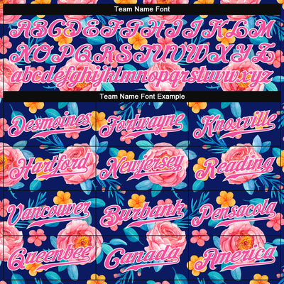 Custom Royal Pink-White 3D Pattern Design Flowers Authentic Baseball Jersey