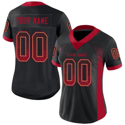 Custom Black Red-Old Gold Drift Fashion Football Jersey