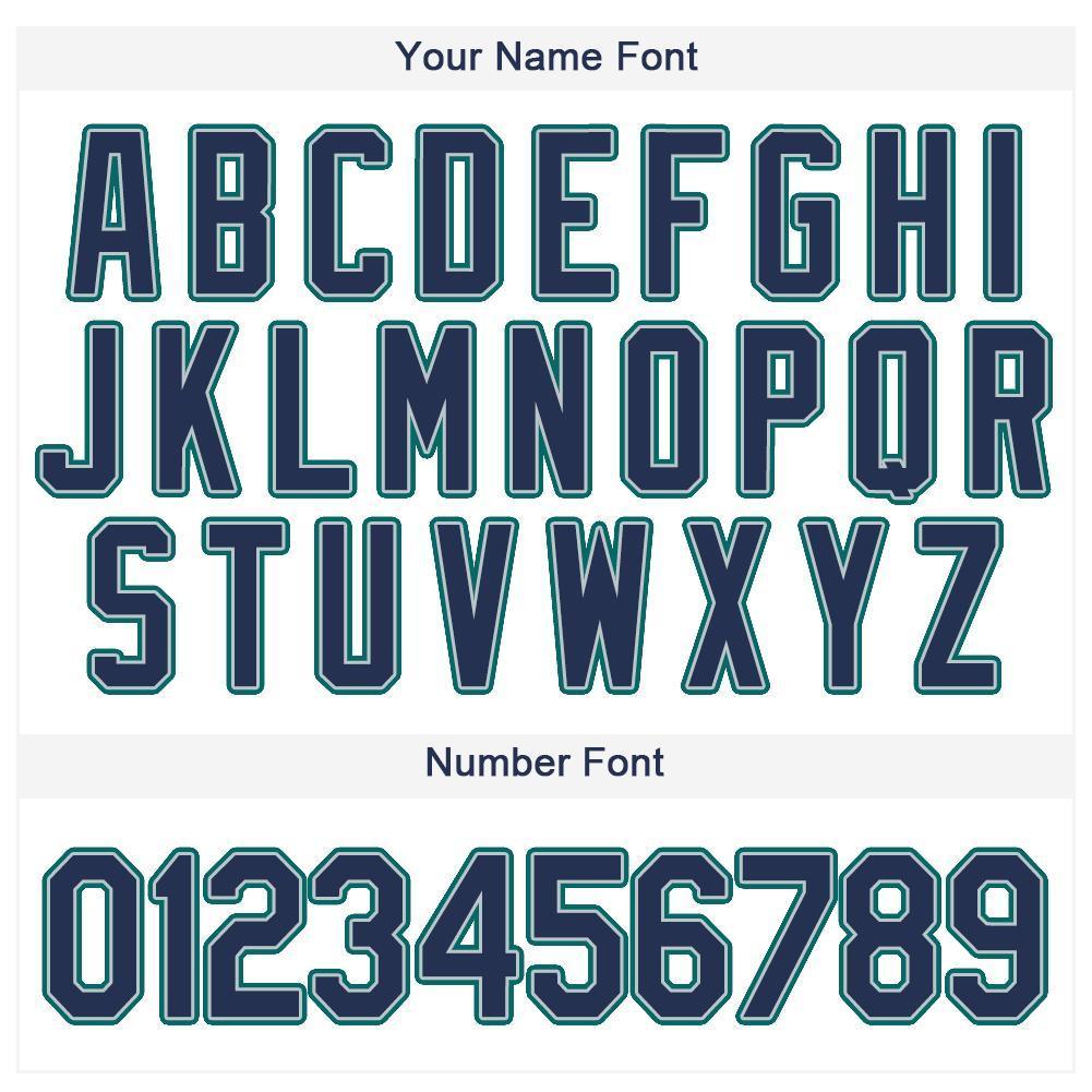 Custom White Navy-Teal Baseball Jersey