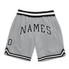 Custom Gray Black-White Authentic Throwback Basketball Shorts