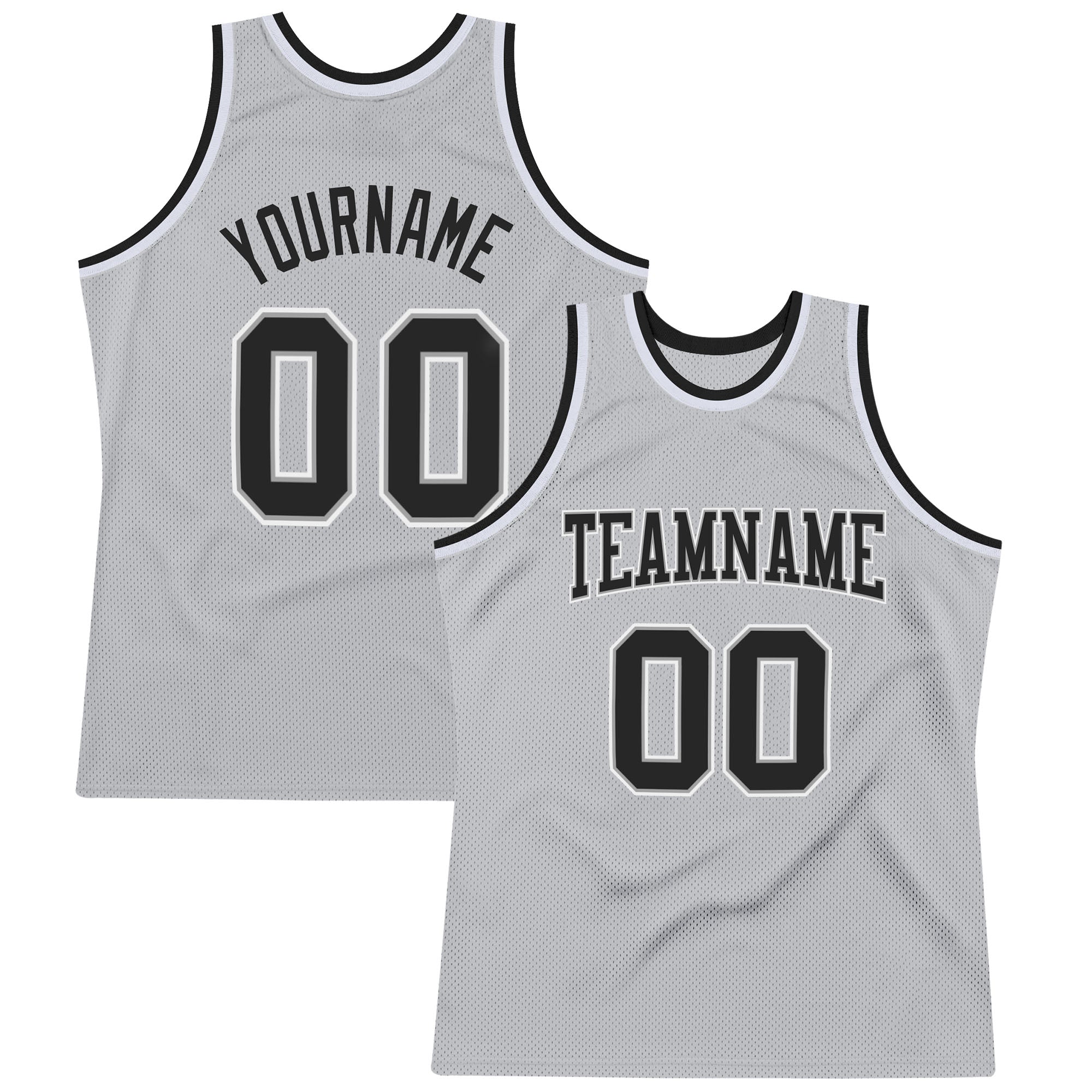 Custom Gray Gray-Black Authentic Throwback Basketball Jersey