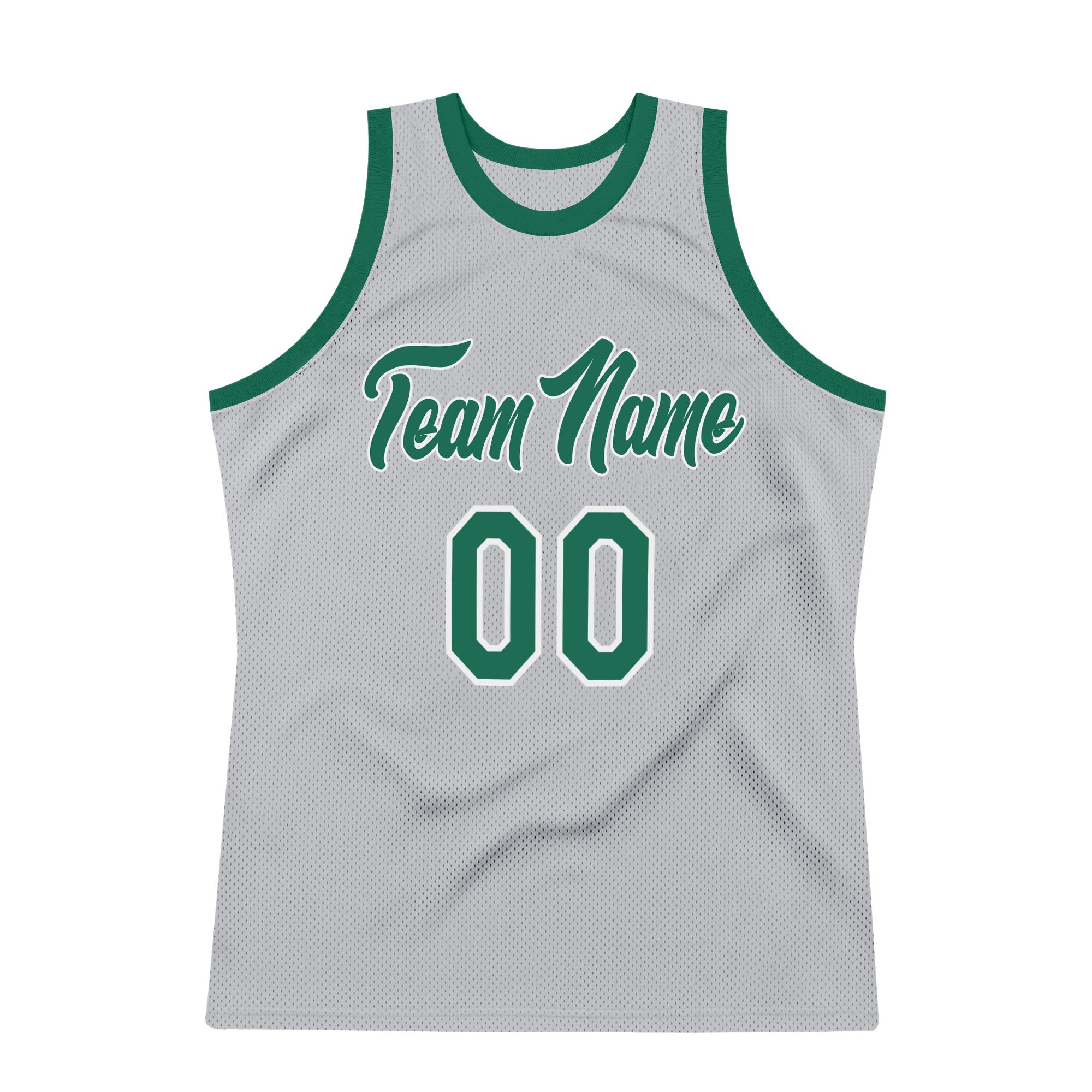Custom Gray Kelly Green-White Authentic Throwback Basketball Jersey