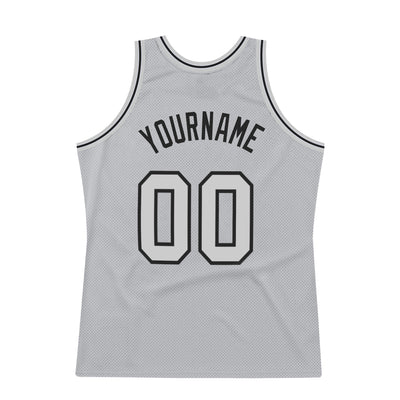 Custom Gray Gray-Black Authentic Throwback Basketball Jersey