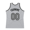 Custom Gray Steel Gray-Black Authentic Throwback Basketball Jersey