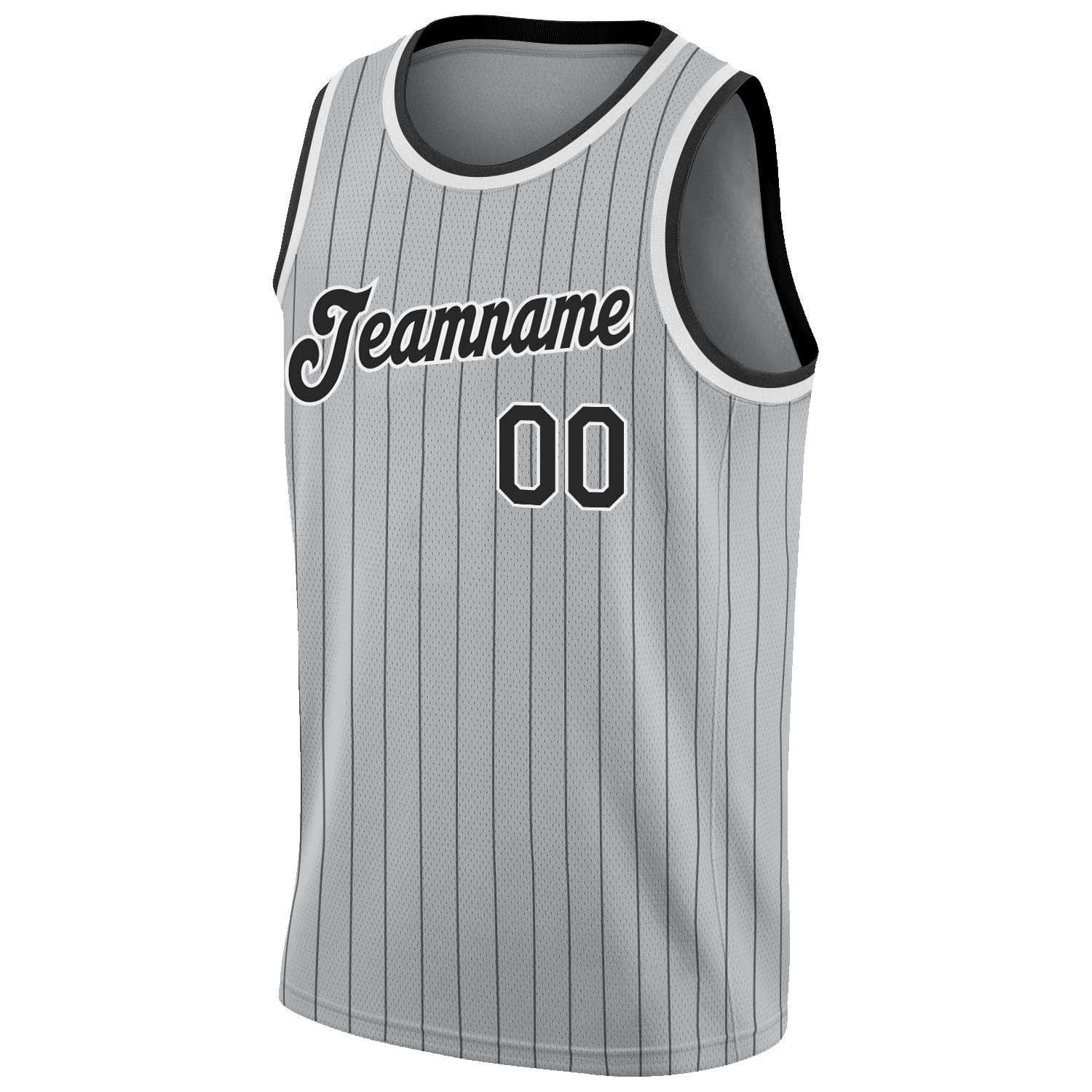 Custom Gray Black Pinstripe Black-White Authentic Basketball Jersey