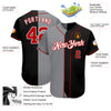 Custom Black Red-Gray Authentic Split Fashion Baseball Jersey