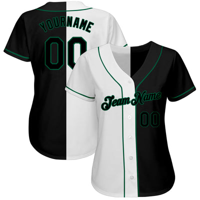 Custom White-Black Kelly Green Authentic Split Fashion Baseball Jersey