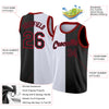 Custom White Black-Red Authentic Split Fashion Basketball Jersey