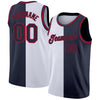 Custom White Navy-Red Authentic Split Fashion Basketball Jersey