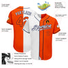 Custom White Orange-Navy Authentic Split Fashion Baseball Jersey