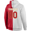 Custom Stitched White Red-Old Gold Split Fashion Sports Pullover Sweatshirt Hoodie