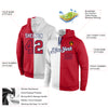 Custom Stitched White Red-Navy Split Fashion Sports Pullover Sweatshirt Hoodie
