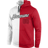 Custom Stitched White Red-Black Split Fashion Sports Pullover Sweatshirt Hoodie