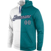 Custom Stitched Aqua Gray-Navy Split Fashion Sports Pullover Sweatshirt Hoodie