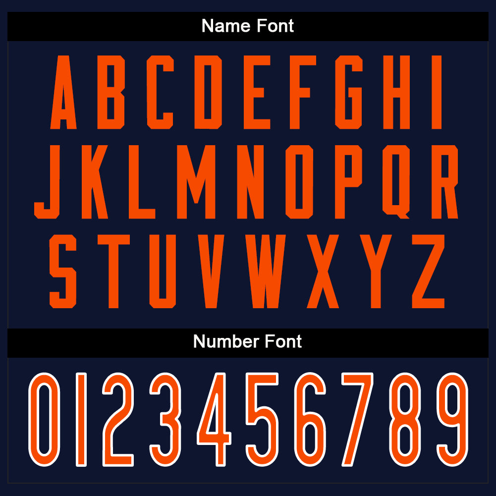 Custom Navy Orange-White Split Fashion Football Jersey