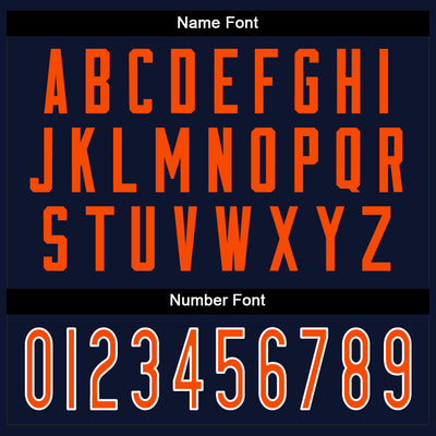 Custom Navy Orange-White Split Fashion Football Jersey