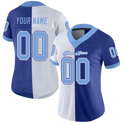 Custom Royal Light Blue-White Split Fashion Football Jersey