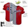 Custom Red Navy-Gray Authentic Split Fashion Baseball Jersey