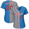 Custom Powder Blue Red-Gray Authentic Split Fashion Baseball Jersey