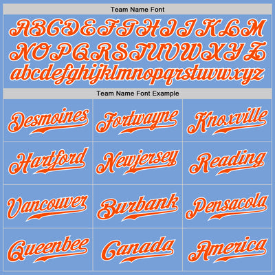 Custom Light Blue Orange-White Authentic Split Fashion Baseball Jersey