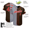 Custom Brown Red-Gray Authentic Split Fashion Baseball Jersey