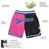 Custom Pink Royal-Black Authentic Throwback Split Fashion Basketball Shorts