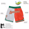 Custom White Orange-Kelly Green Authentic Throwback Split Fashion Basketball Shorts