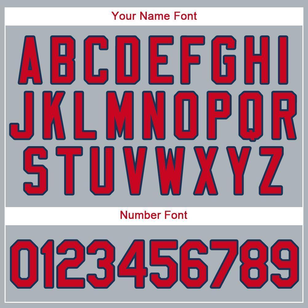 Custom Gray Red-Navy Baseball Jersey
