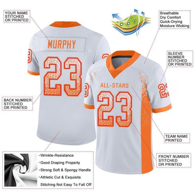 Custom White Orange-Red Drift Fashion Football Jersey