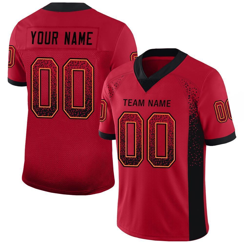 Custom Red Black-Orange Drift Fashion Football Jersey