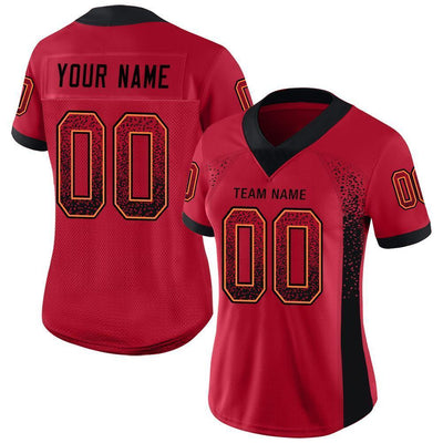Custom Red Black-Orange Drift Fashion Football Jersey