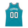 Custom Teal White-Black Authentic Throwback Basketball Jersey