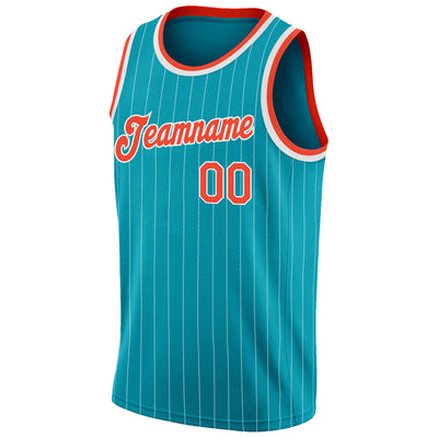 Custom Team Orange Basketball White Authentic Blue Throwback Jersey  Discount - FansIdea