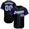 Custom Black Light Blue-Purple Authentic Two Tone Baseball Jersey