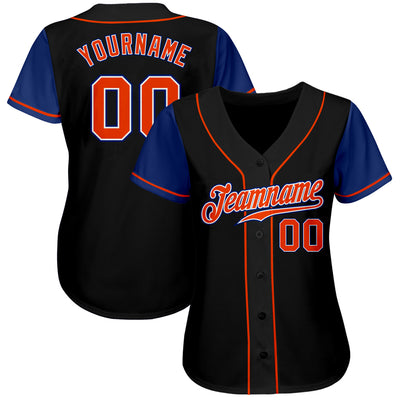 Custom Black Orange-Royal Authentic Two Tone Baseball Jersey