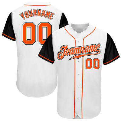 Custom White Orange-Black Authentic Two Tone Baseball Jersey