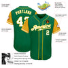 Custom Kelly Green White-Gold Authentic Two Tone Baseball Jersey