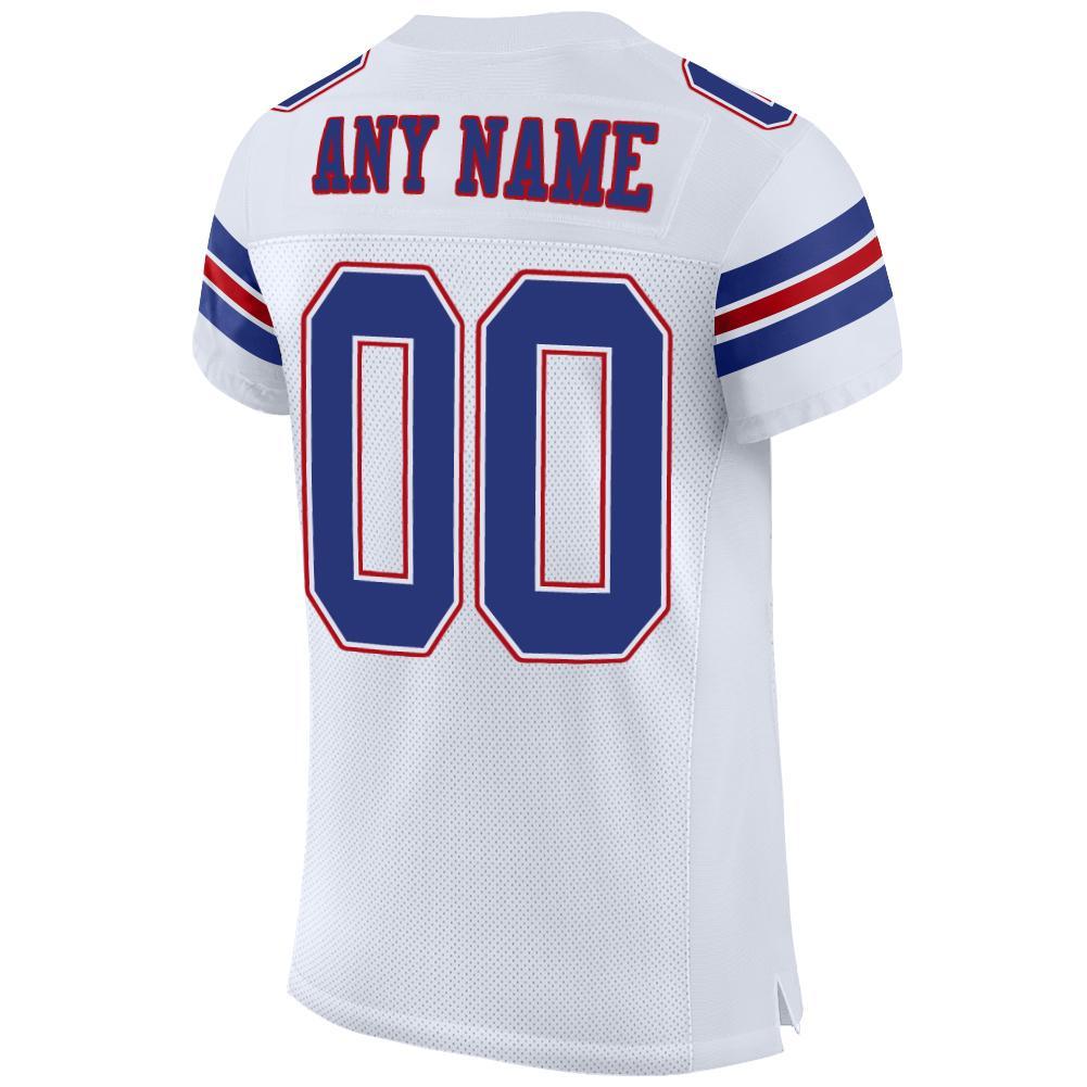 Custom White Royal-Red Mesh Authentic Football Jersey