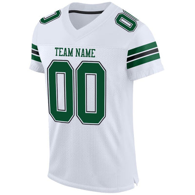 Custom White Grass Green-Black Mesh Authentic Football Jersey