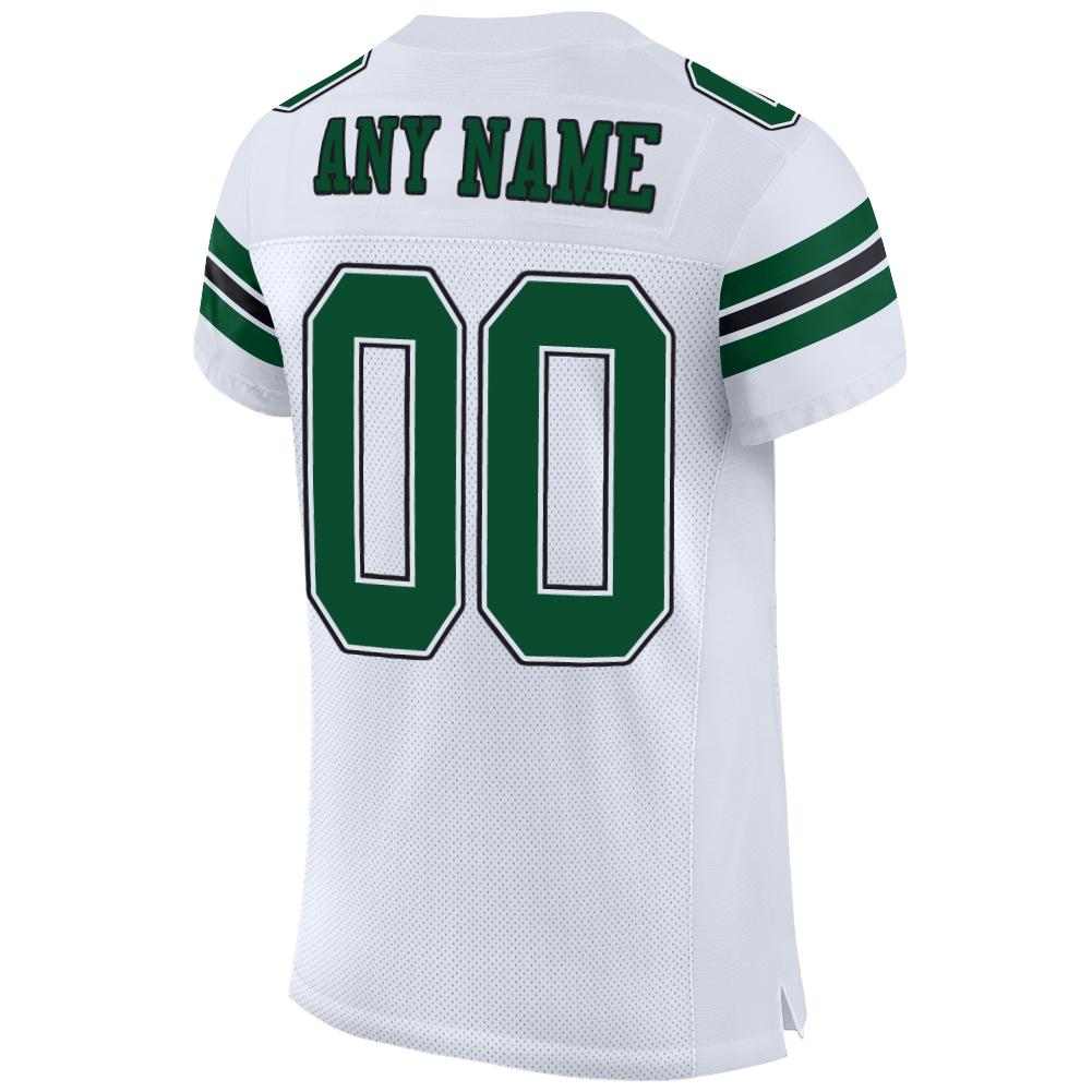 Custom White Grass Green-Black Mesh Authentic Football Jersey