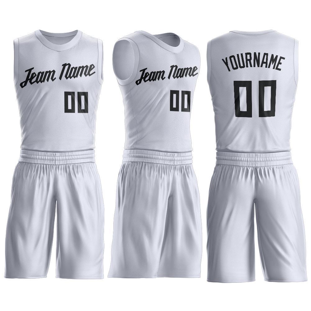 Custom Black White-Gray Round Neck Sublimation Basketball Suit Jersey