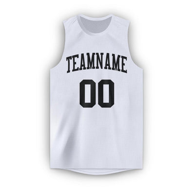 Custom White Black Round Neck Basketball Jersey