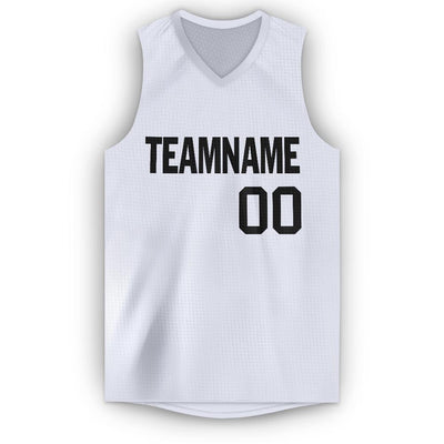Custom White Black V-Neck Basketball Jersey